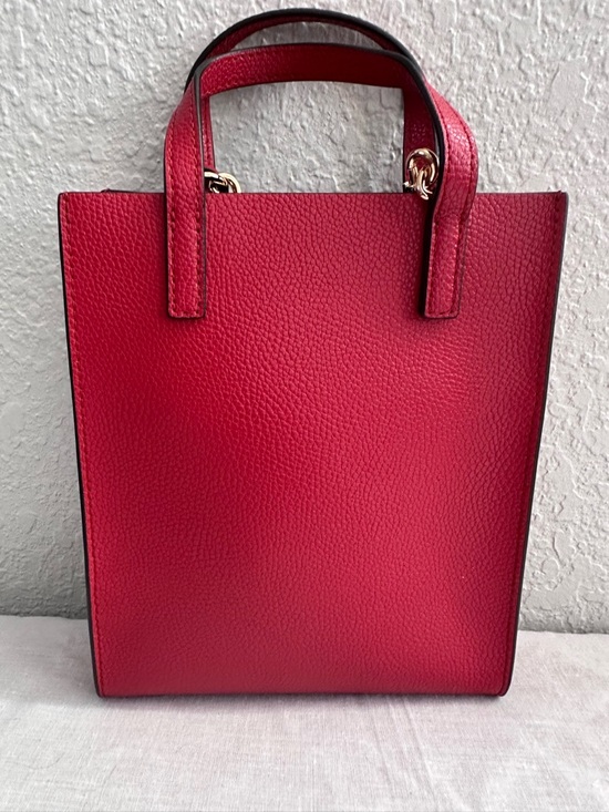 Marc Jacobs Mini Grind Tote Red Pebbled Leather Crossbody Bag Small Open Top - Picture 6 of 11